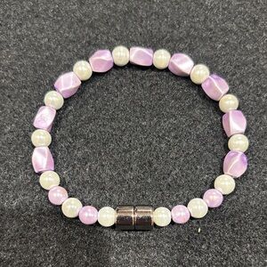 Elegant Pink and White Beaded Bracelet #24
